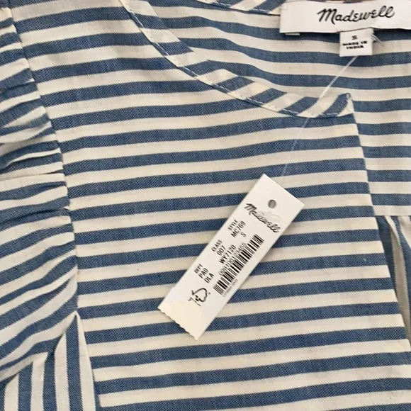 NWT Madewell Flutter-Sleeve Top Stripe small - Picture 4 of 5